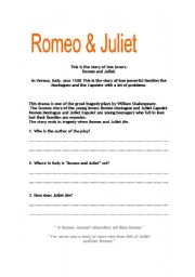 English worksheet: romeo and juliet