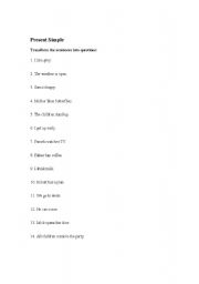 English Worksheet: Present Simple - negative and question form