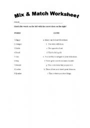 English Worksheet: Mix and match worksheet