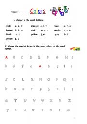 English worksheet: color words the ABC