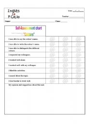 English Worksheet: Self -Assessment Chart - colours