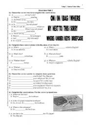 Exercises - prepositions of place, plural and singular