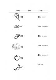 English worksheet: food vocabulary