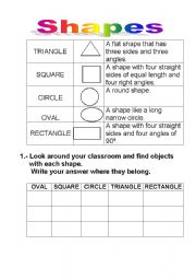 English Worksheet: SHAPES