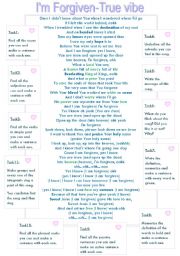 English Worksheet: Im forgiven- True vibe