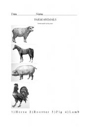 English worksheet: Farm animals