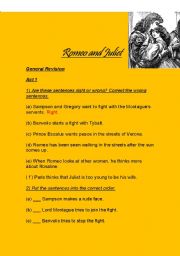 English Worksheet: Romeo and Juliet General Revision