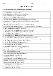 English worksheet: VERB BE EXERCISES