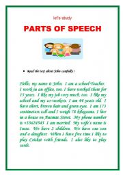 English Worksheet: Parts of Speech