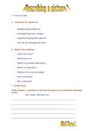 English worksheet: describing a picture following another worsheet with picture
