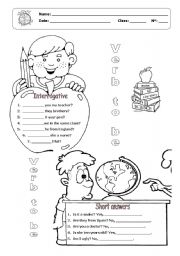 English Worksheet: Verb to be interrogative form and short answers