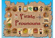 English Worksheet: Pirate Pronouns Game Part 1 of 2 (with Clue Cards and Links for More Ideas)