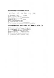 English Worksheet: adjectives + possessive adjectives