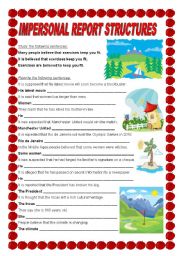 English Worksheet: Impersonal report structures