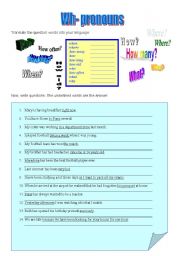 English worksheet: Wh pronouns 2