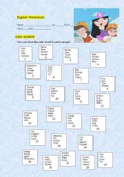 English Worksheet: Odd word out