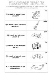 English Worksheet: TRANSPORT RIDDLES