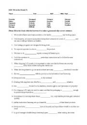 English worksheet: D,E, F, Fill in the Blank #1
