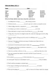English worksheet: G, H, I -  FIll in the Blank Quiz