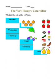 English Worksheet: The Very Hungry Caterpillar