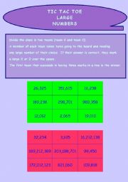 English worksheet: LARGE NUMBERS