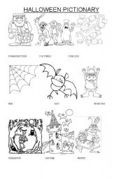 English Worksheet: HALLOWEEN PICTIONARY