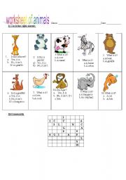 English worksheet: Worksheet of animals