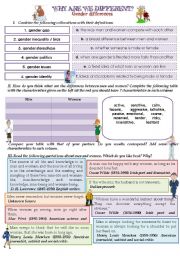 English Worksheet: WHY ARE WE DIFFERENT? Gender differences