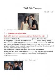 English Worksheet: twilight /present simple/ What is a vampire?