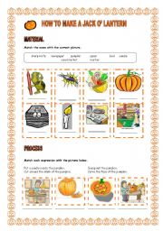 English Worksheet: How to make a Jack O Lantern