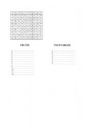 English Worksheet: Fruits and Vegetables