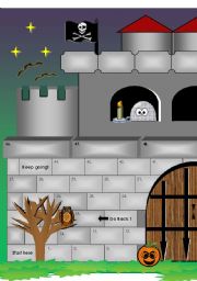 English Worksheet: Halloween Castle Board Game (13 pages all together) Now updated with answer key!