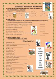 English Worksheet: Garfields Halloween