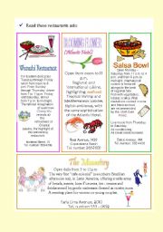 English Worksheet: Restaurant ads