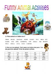 English Worksheet: Funny Animal Activities and Poems(3 pages)