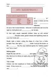 English Worksheet: Halloween session