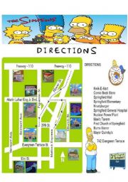 English Worksheet: THE SIMPSONS: GIVING DIRECTIONS