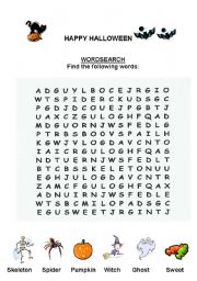 English Worksheet: Halloween wordsearch