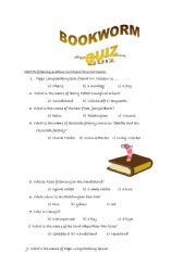English Worksheet: bookworm quiz