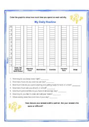 English Worksheet: Daily Routine Graph