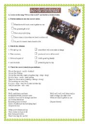 English Worksheet: Music activity - We are the world