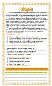 English Worksheet: Halloween - history - activities