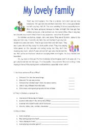 English Worksheet: Reading - My lovely family