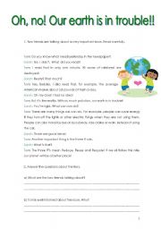 English Worksheet: The Earth is in trouble 