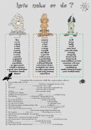 English Worksheet: Have,Make and Do