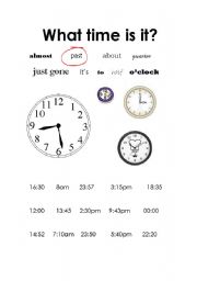 English worksheet: What time is it?