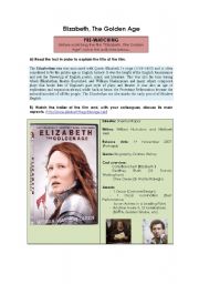 English Worksheet: Elizabeth, the Golden Age (History of the English Language: The Modern English Period)