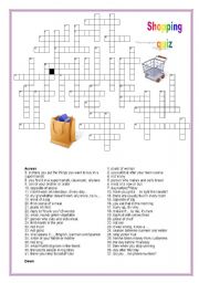 English Worksheet: Shopping crossword