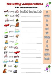 English Worksheet: travelling comparatives