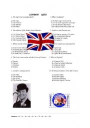 English Worksheet: London quiz